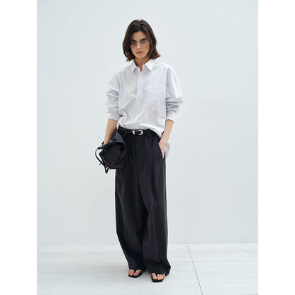 New minimalist high-count high-density horse cotton loose casual versatile shirt