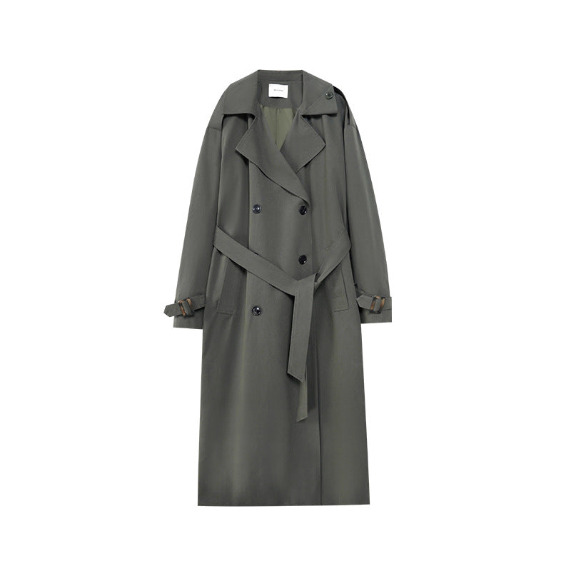 Loose temperament long trench coat