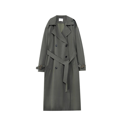 Loose temperament long trench coat