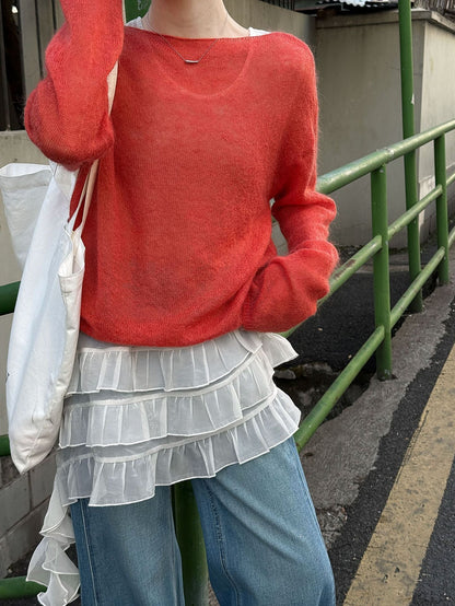 Gentle mohair lazy sweater women's 26 early spring new Korean soft waxy wool knitted sweater