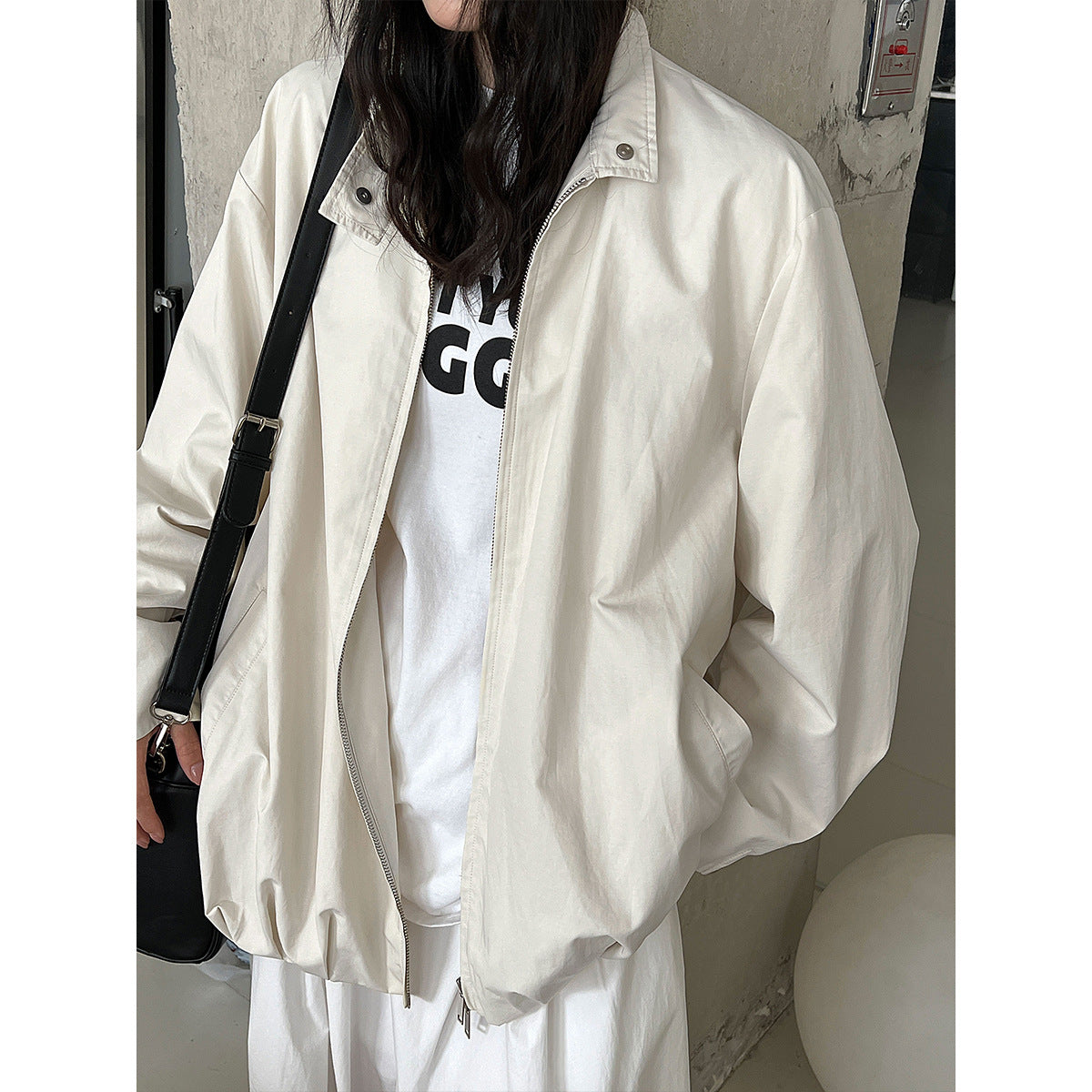 Cocoon-shaped bud stand-up collar buckle jacket women's autumn new Korean lazy casual jacket