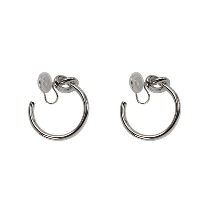 Cold wind knotted large circle without ear holes, mosquito coil disc, ear clips, silver needle, round earrings, Hong Kong style femininity niche earrings