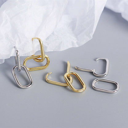 Oval Earrings Simple Metal Style Removable Earrings