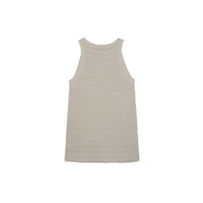 Halter Neck Knit Vest Women Sleeveless Slim Fit Cut-Out Tank Top