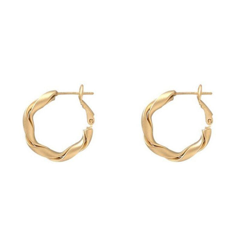 Premium Matte Gold Twist Ring Earrings