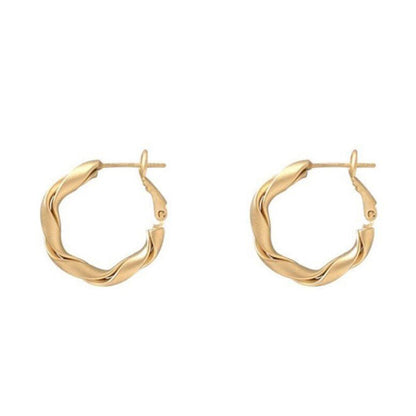 Premium Matte Gold Twist Ring Earrings