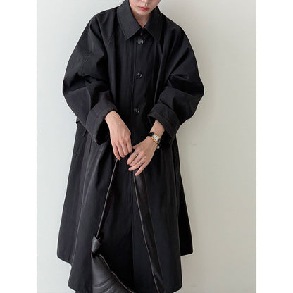 British Hepburn style high-end temperament trench coat women's autumn new simple strap coat