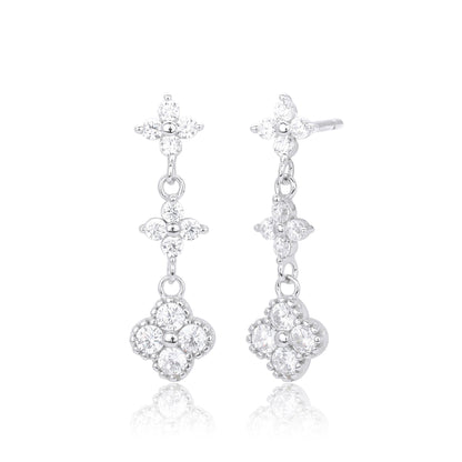 925 Sterling Silver Stud Earrings Color Zirconium Flower Earrings
