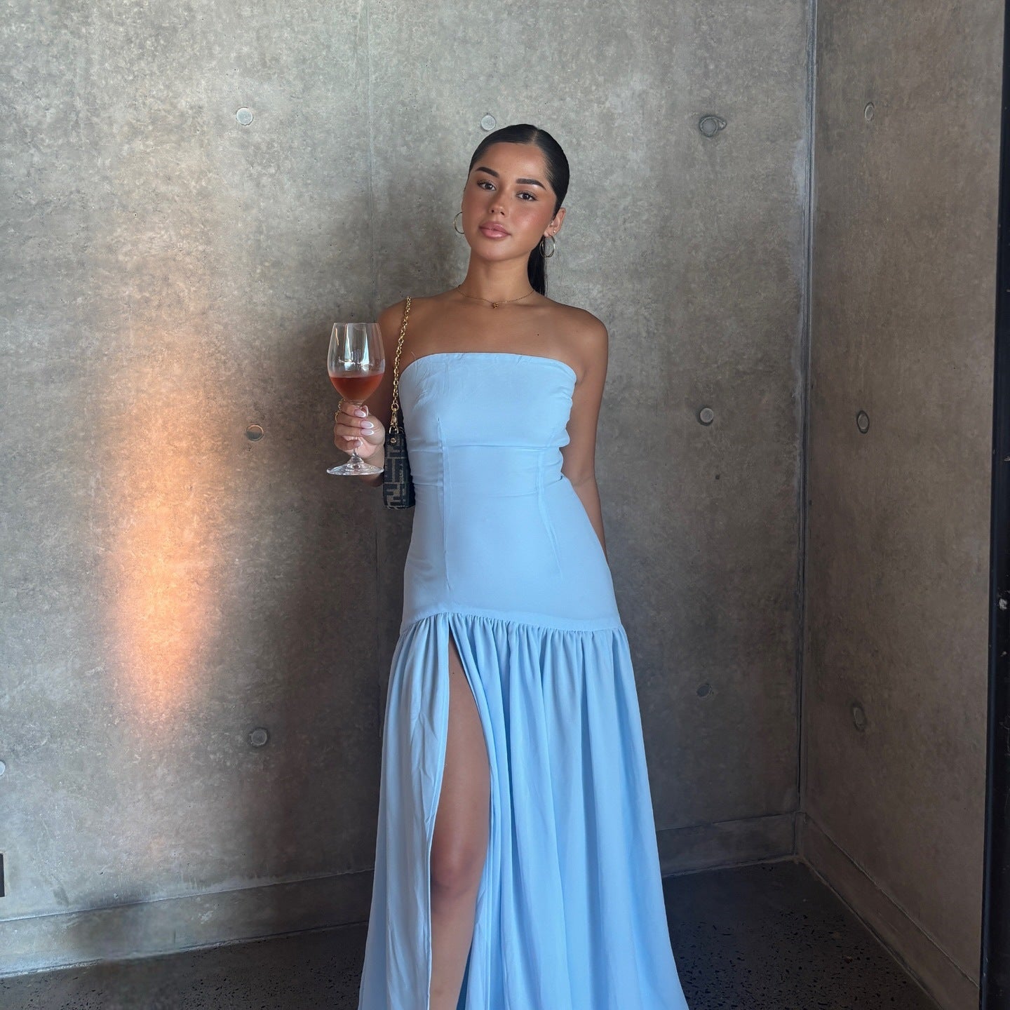 Women's new sexy off-the-shoulder tube top high split skirt design holiday style dress women