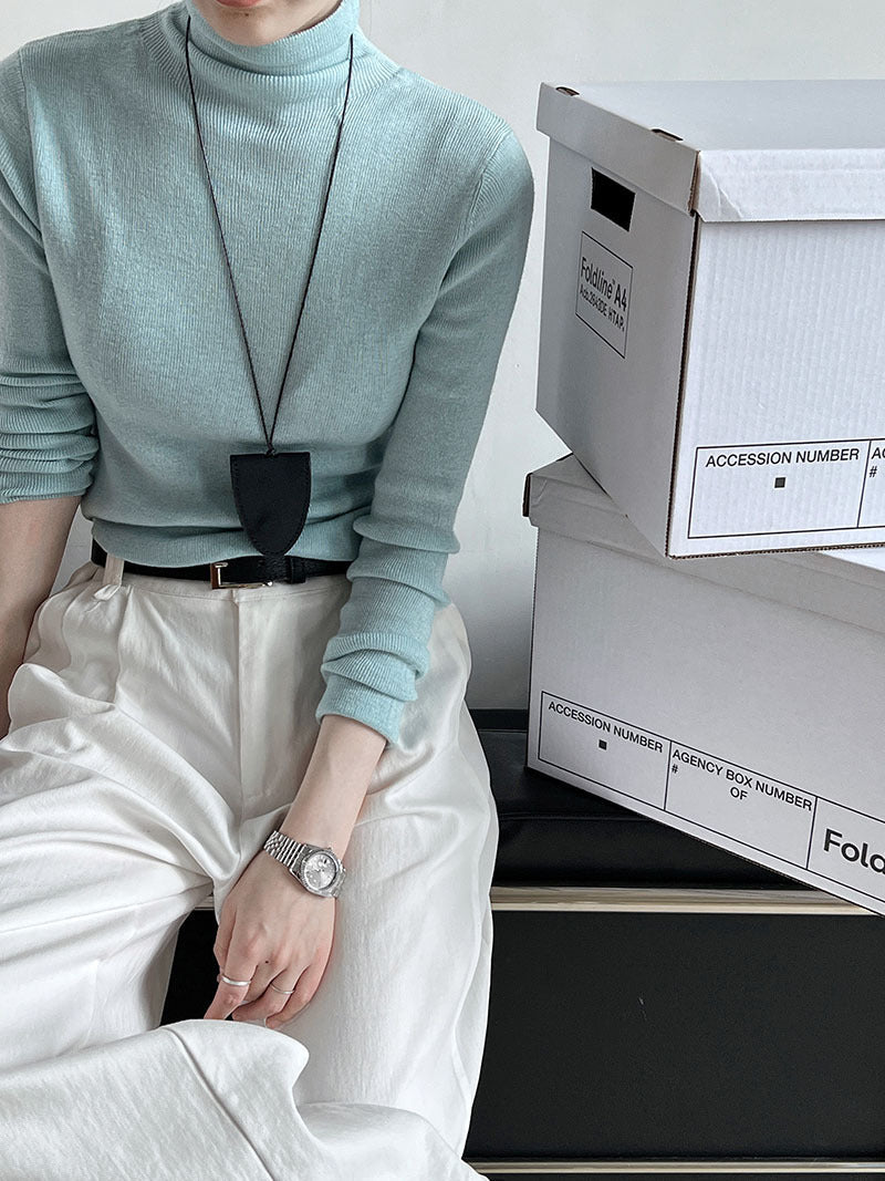 Simple knitted sweater women's new turtleneck wool bottoming shirt in autumn and winter