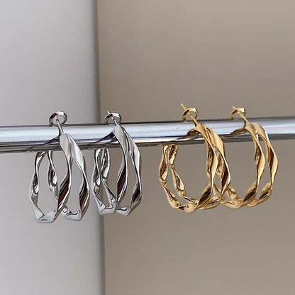 Niche design double-layer circle earrings