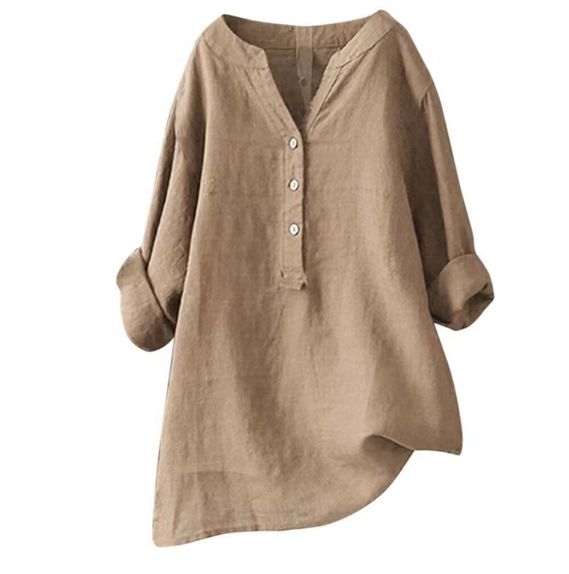 Loose Casual Women's Stand-Up Collar Top Women's Shirt Crew Neck