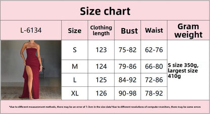 Wish evening dress one-word neck tube top dress fashionable sexy halter high split long dress summer