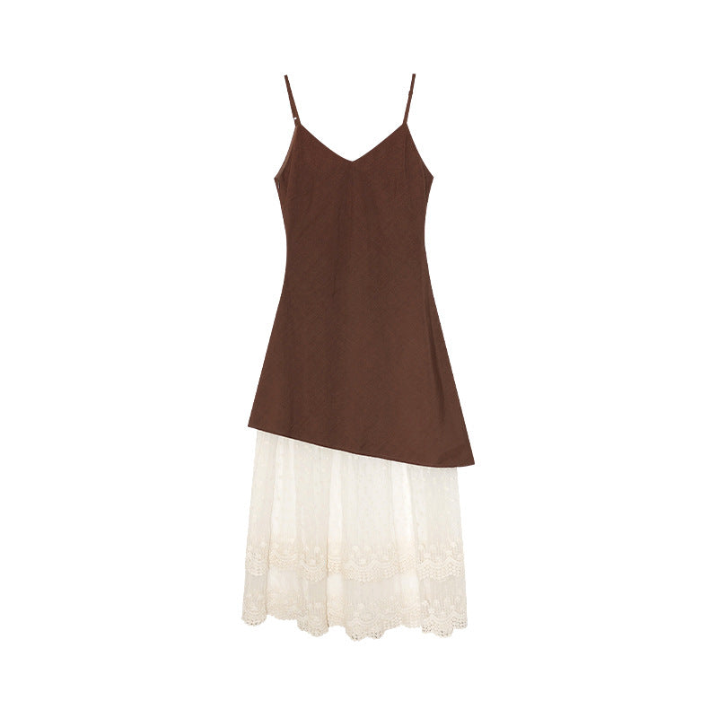 Mesh Splicing V-Neck Maxi Dress
