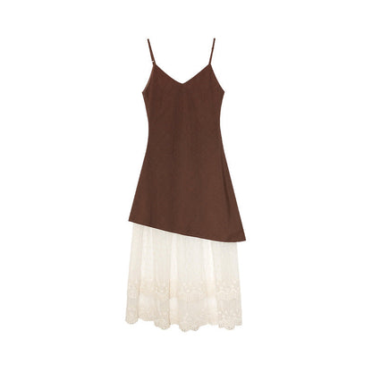 Mesh Splicing V-Neck Maxi Dress
