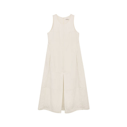 U-Neck Sleeveless Dress Women Long Sleeve Pullover Splicing Midi