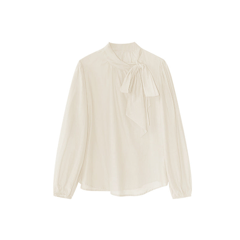 Long Sleeve Shirt with Bow Ribbon Inside