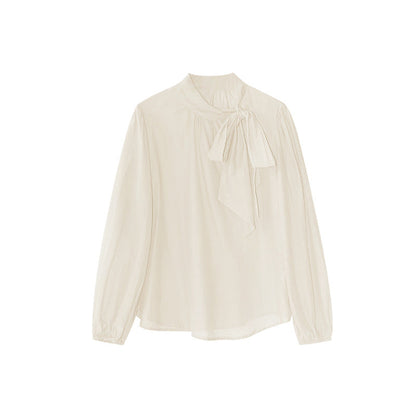 Long Sleeve Shirt with Bow Ribbon Inside