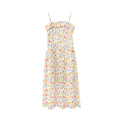 Sweet Holiday Skinny Floral Suspender Dress
