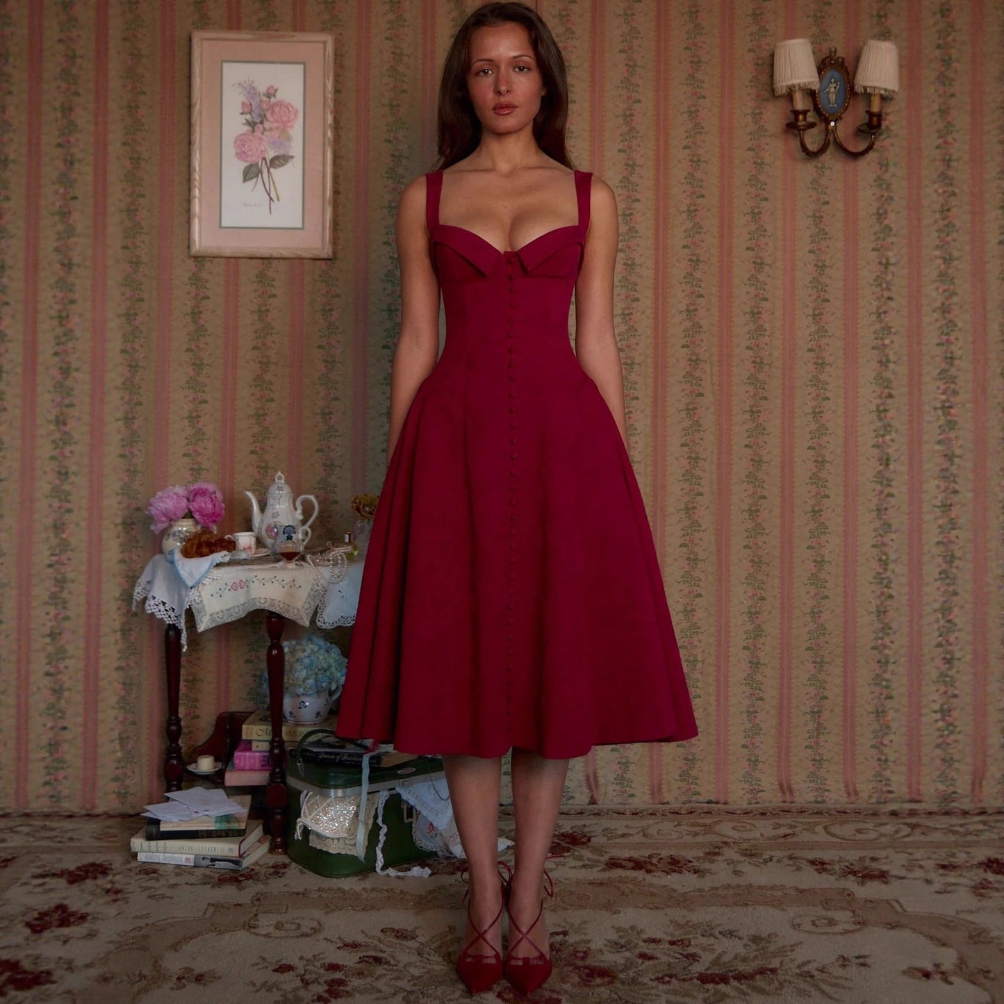 Temperament elegant waist retro dress