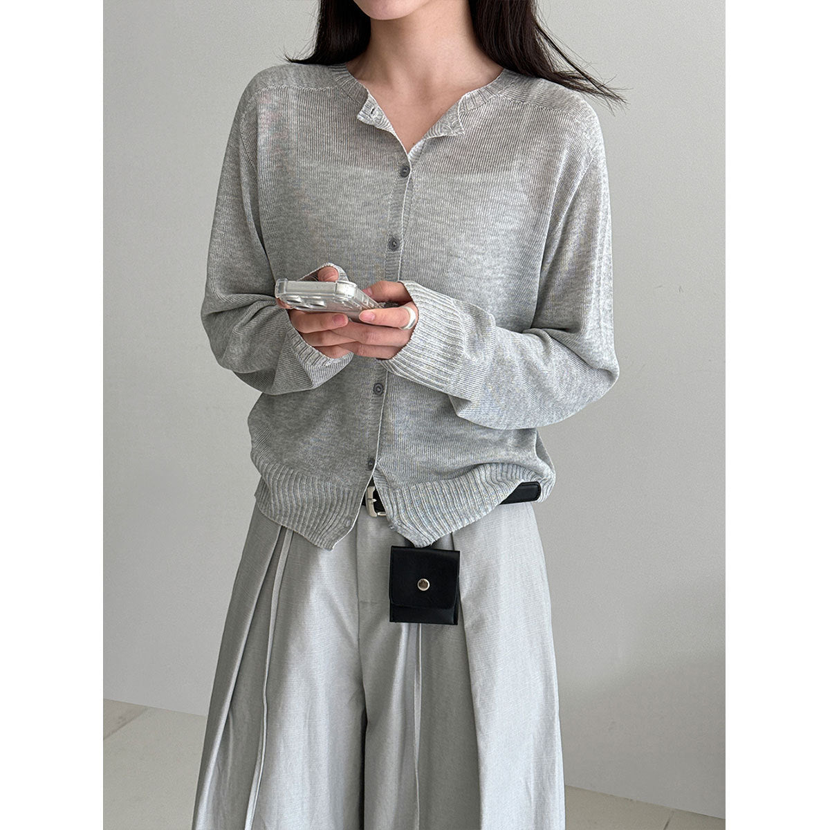 Gentle and lazy knitted cardigan women's spring new thin versatile sweater jacket base