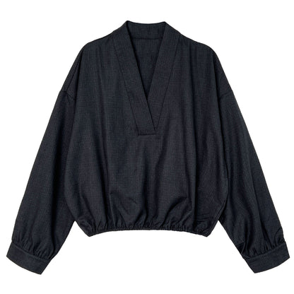 Korean niche V-neck loose waist shirt 2025 autumn new loose lazy style shirt 8501