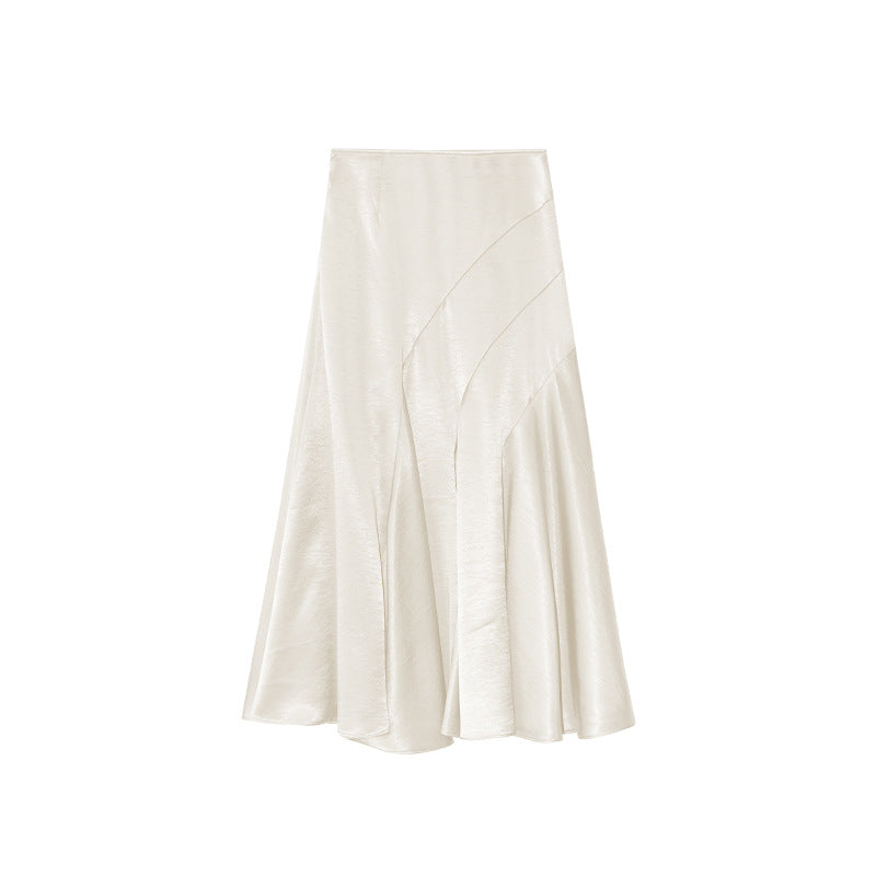 Hip wrap fishtail skirt acetic acid satin skirt