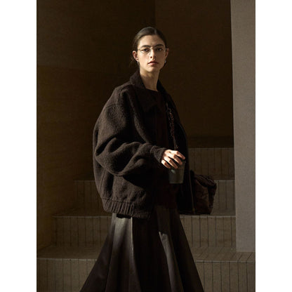 Winter new Suli wool loose lapel casual loose woolen jacket