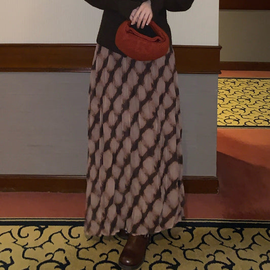 Unique temperament elastic waist skirt
