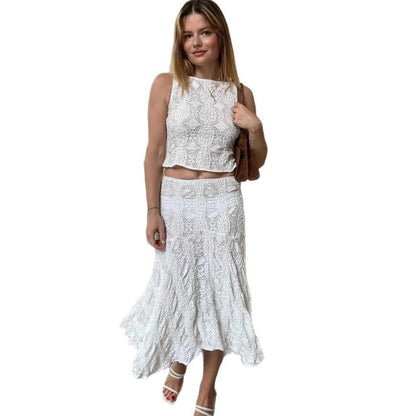 New women's clothing fashion casual sexy vacation style two-piece set crew neck top body skirt suit women