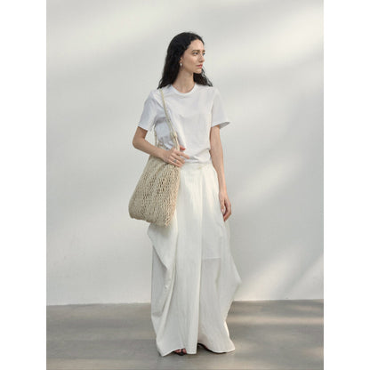New design Tencel adjustable waist micro-fold texture cocoon skirt