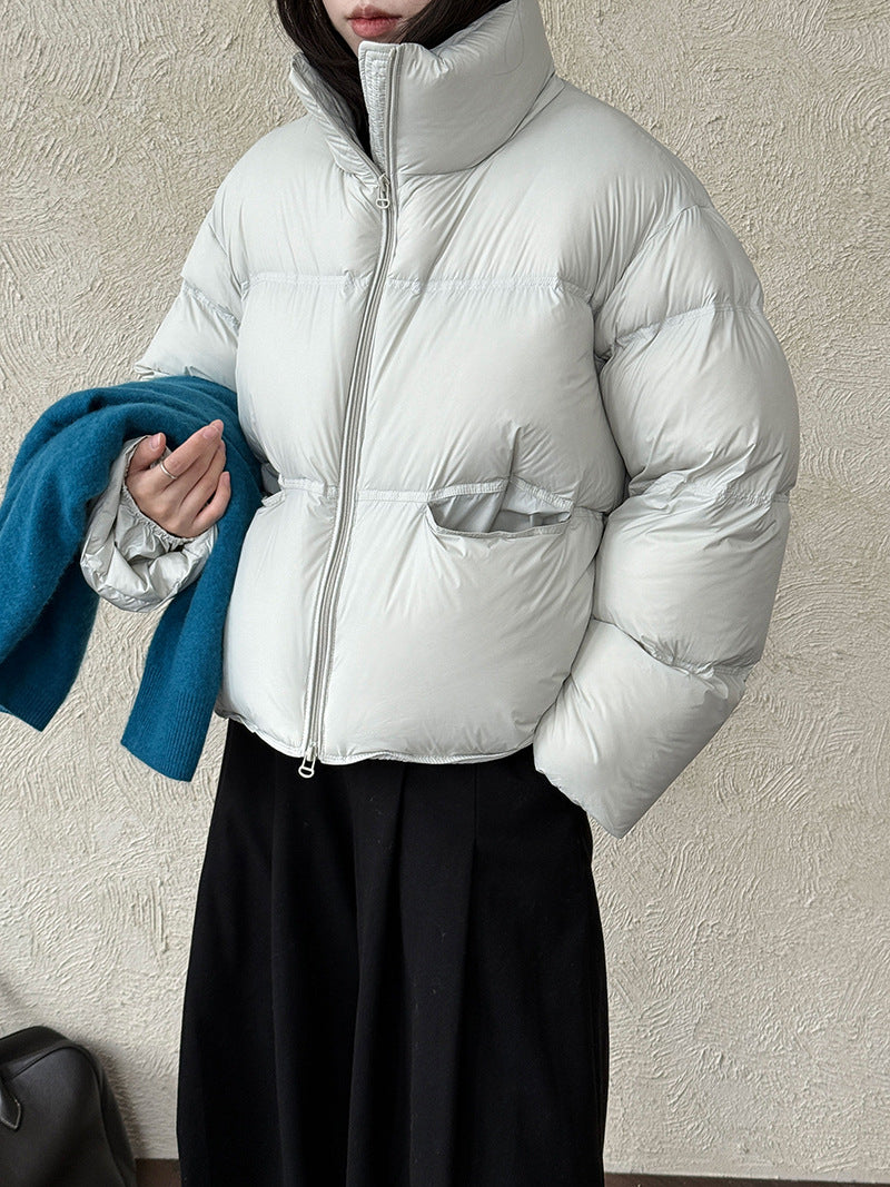 Korean version stand-up collar puff down jacket for women