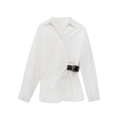 Irregular cardigan waist high-end shirt women's long sleeves