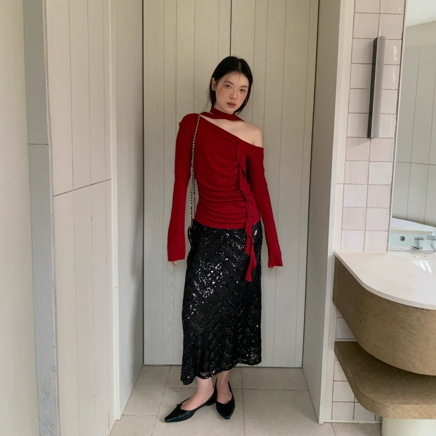 Women's Sequin Straight-Cut Maxi Skirt
