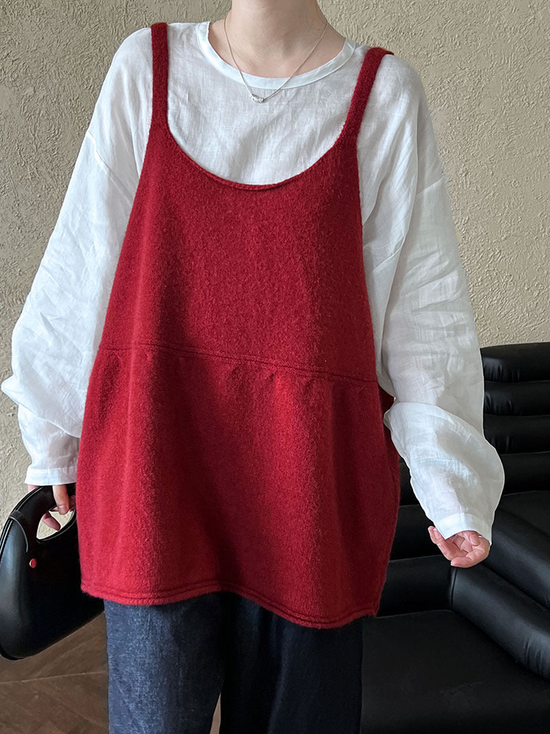 Korean U-neck temperament knitted suspender vest women's autumn new lazy wind sleeveless top