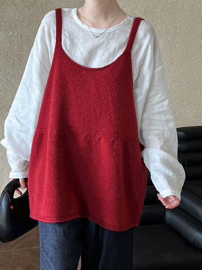 Korean U-neck temperament knitted suspender vest women's autumn new lazy wind sleeveless top