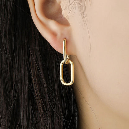 Oval Earrings Simple Metal Style Removable Earrings