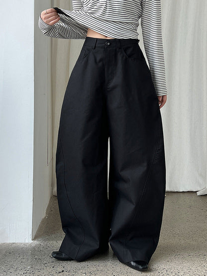American high-end pleated scimitar pants women's retro style casual versatile wide-leg trousers