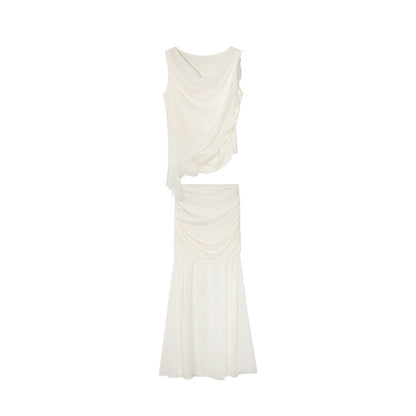 Gentle and advanced temperament swinging collar sleeveless fashion suit