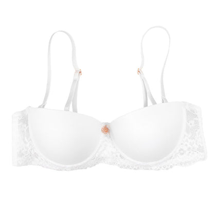Sexy lace edge glossy underwear with small breasts gathered with steel rings, anti-sagging, comfortable and breathable bra for women