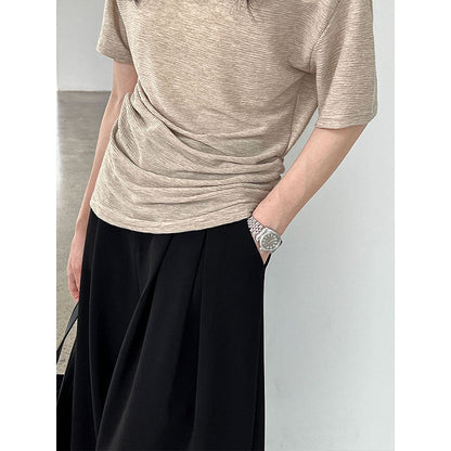 Korean high-end sense one-word shoulder exposed collarbone short-sleeved summer new with belt and thin T-shirt
