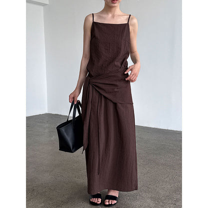 Simple temperament sling vest + cover-up and thin skirt women's summer new suit with straps