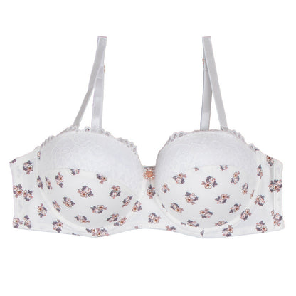 Sexy lace underwear nylon print breathable quick-drying small breasts gather and support women's bra set