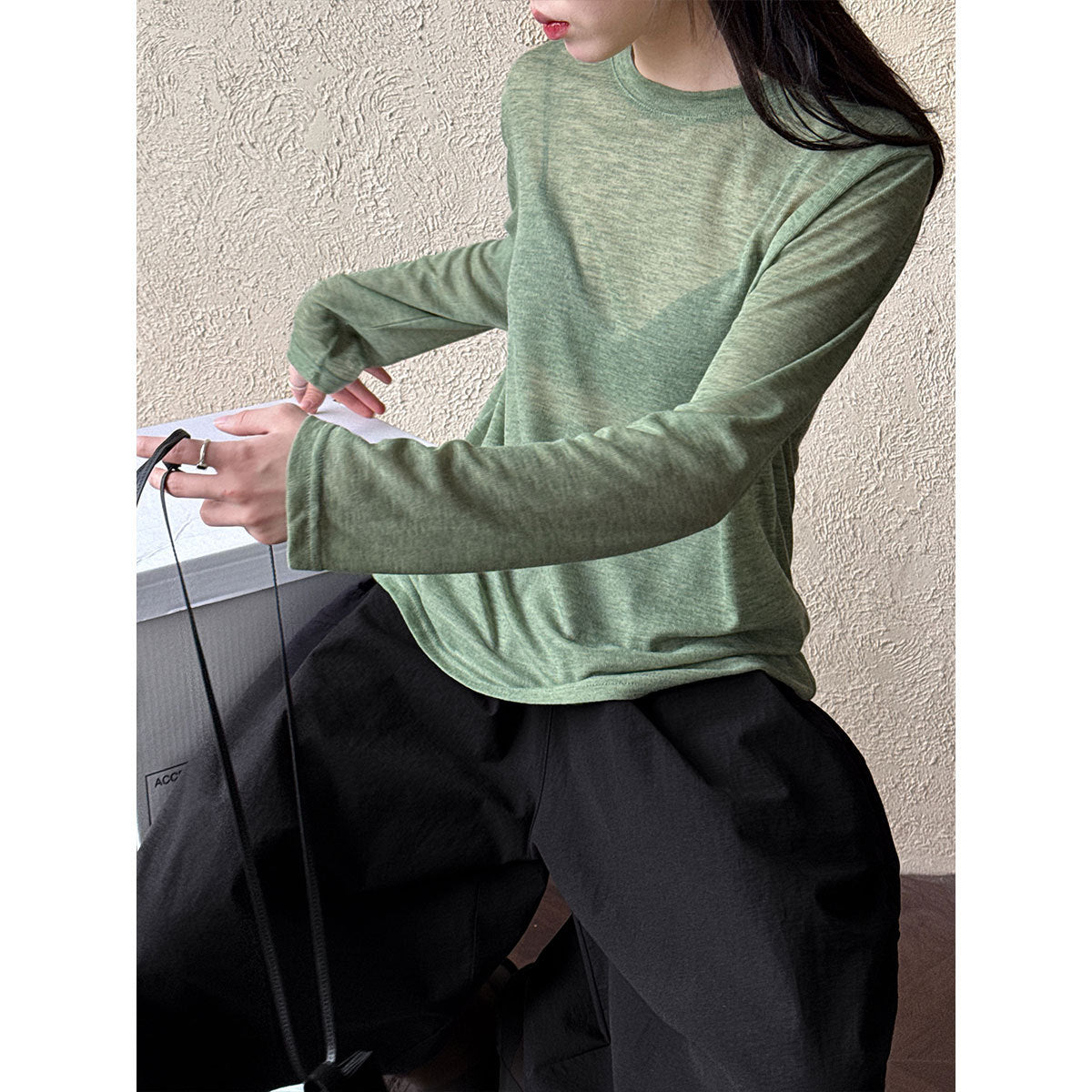 Sunscreen shirt Tencel thin long-sleeved T-shirt women's summer new loose blouse knitted mask top