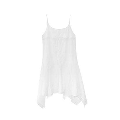 Summer French beautiful temperament stacked perspective Tencel thin dress S5091