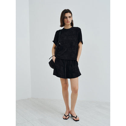 Spring new design Modal wool retro cashew flower texture shorts