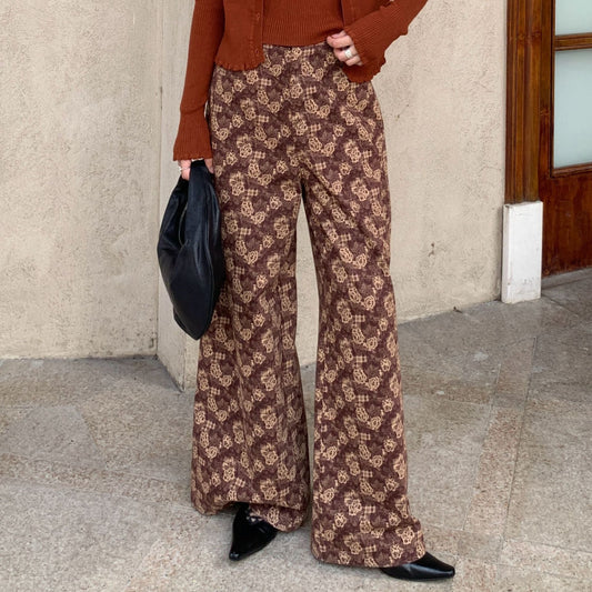Skinny hips and high waists printed micro-pull pants