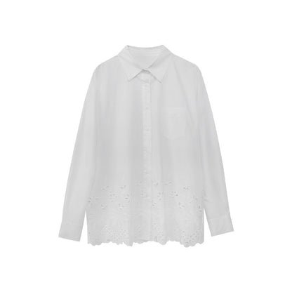 Lace Hollow Loose Design Chic Shirt