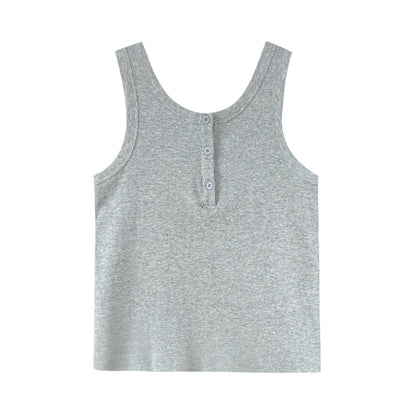 Button camisole women's spring and summer new arrival sleeveless slimming look bottom shirt threaded fashionable half button tops