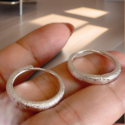 Frosted silver rings, earrings, less feeling earrings, exquisite and small temperament, commuting versatile